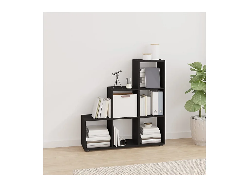 Bibliothèque escalier Noir 107 cm Bois d'ingénierie OFR45965 BonneVie Meuble