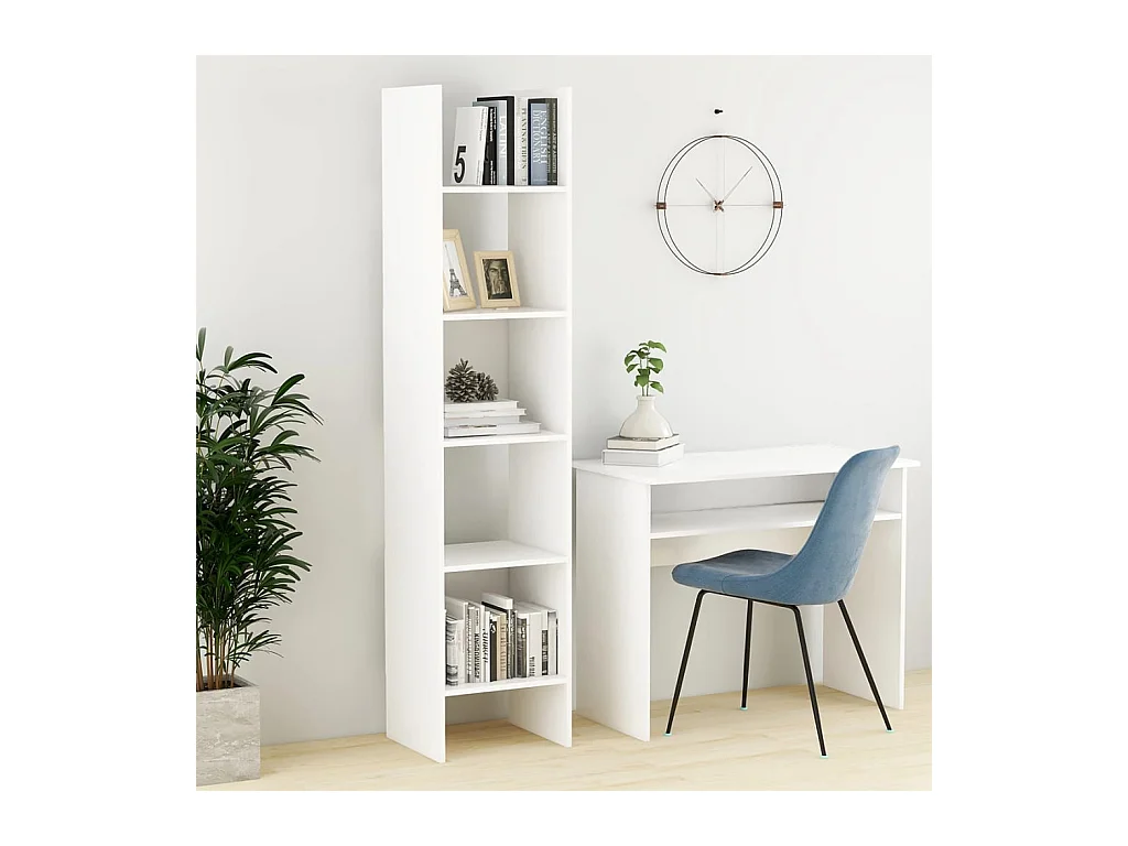 Bibliothèque Blanc 40x35x180 cm Aggloméré OFR68179 BonneVie Meuble