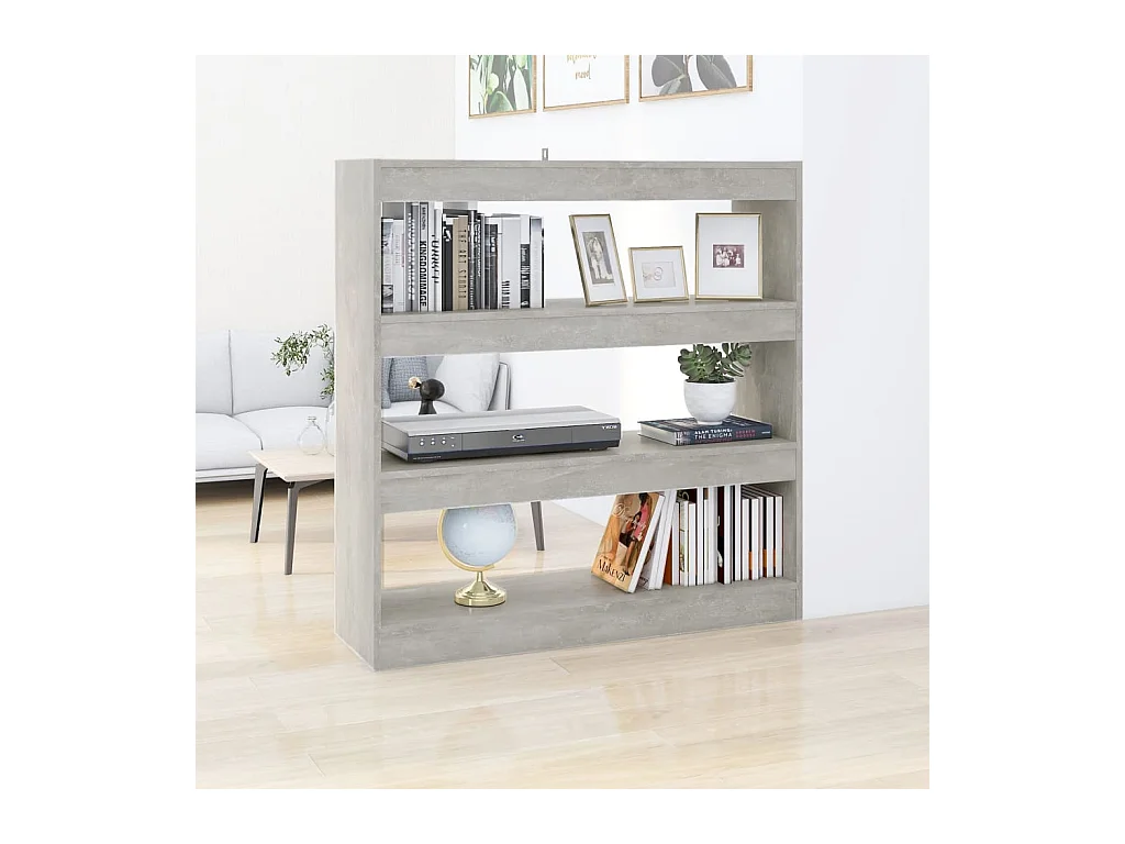Bibliothèque-Séparateur de pièce Gris béton 100x30x103 cm OFR40364 BonneVie Meuble