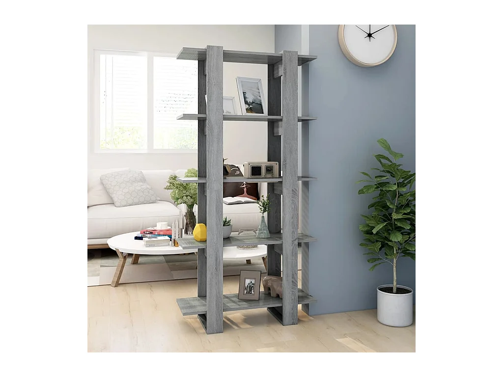 Bibliothèque-Séparateur de pièce Sonoma gris 80x30x160 cm OFR99861 BonneVie Meuble