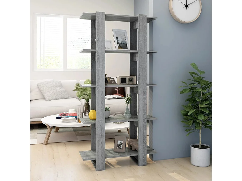 Bibliothèque-Séparateur de pièce Sonoma gris 80x30x160 cm OFR99861 BonneVie Meuble