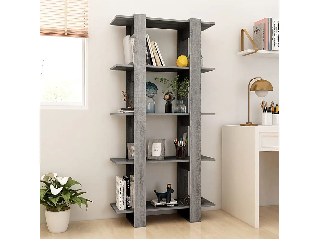 Bibliothèque-Séparateur de pièce Sonoma gris 80x30x160 cm OFR99861 BonneVie Meuble