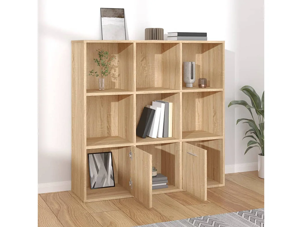 Boekenkast 98x30x98 cm bewerkt hout sonoma eikenkleurig NL757557