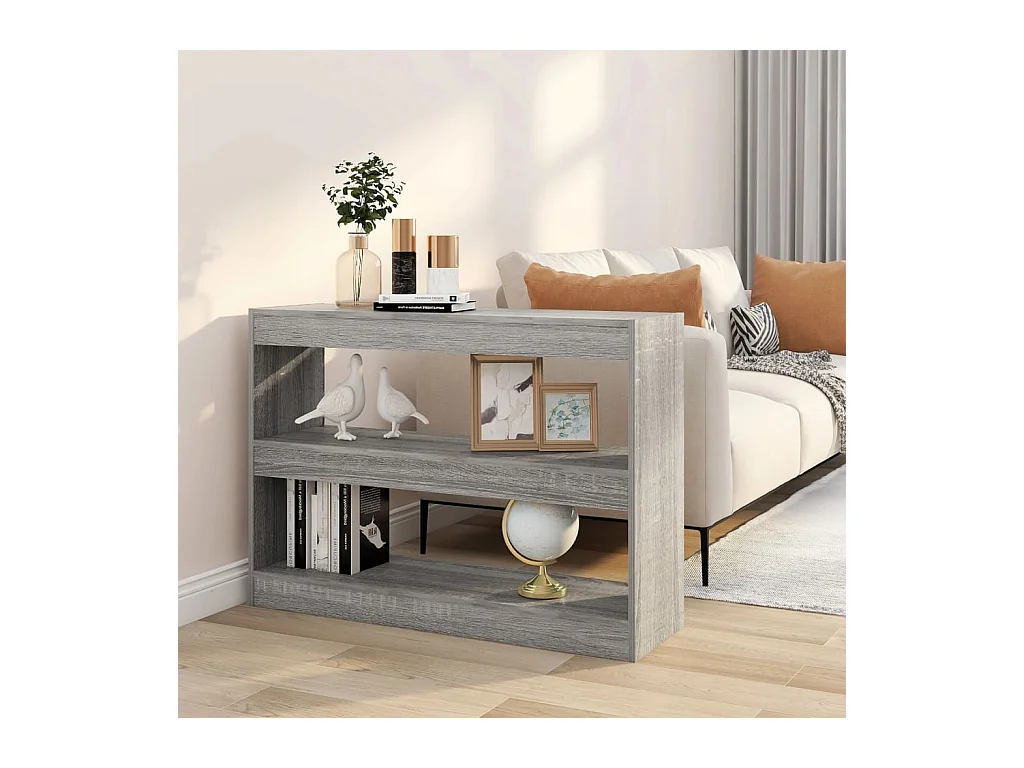 Bibliothèque-Séparateur de pièce Sonoma gris 100x30x72 cm OFR12730 BonneVie Meuble