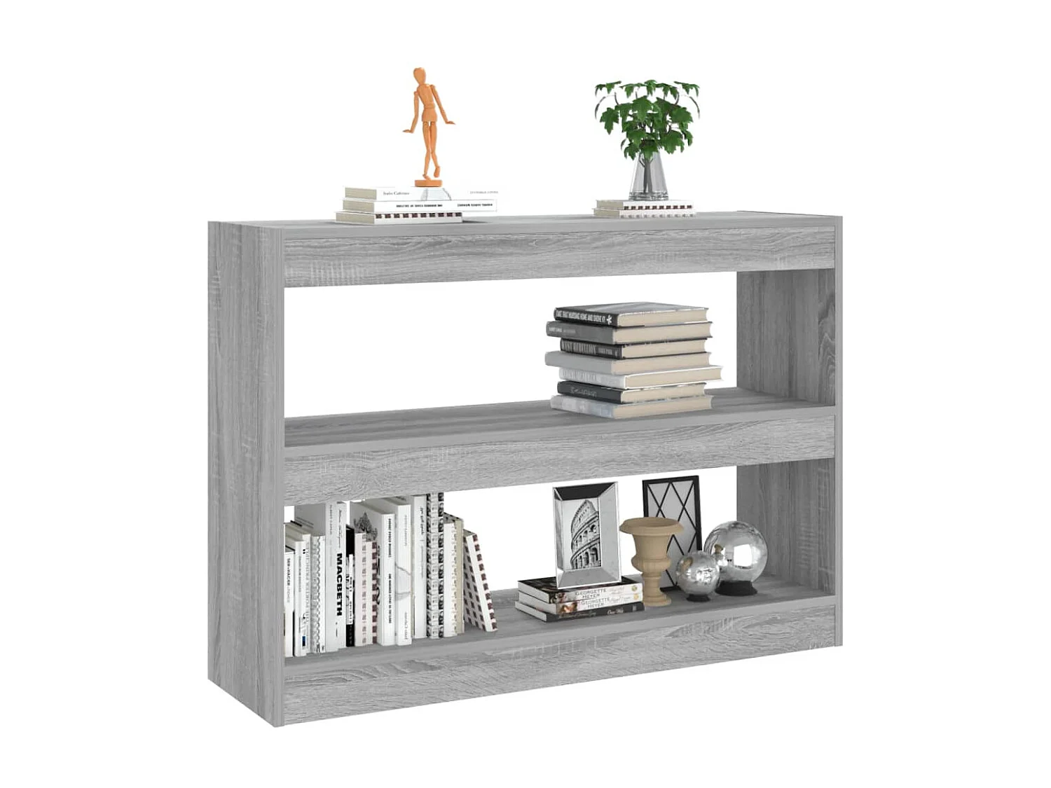Bibliothèque-Séparateur de pièce Sonoma gris 100x30x72 cm OFR12730 BonneVie Meuble