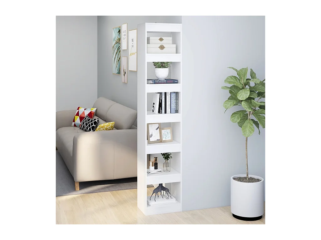 Bibliothèque-Séparateur de pièce Blanc 40x30x198 cm OFR39006 BonneVie Meuble