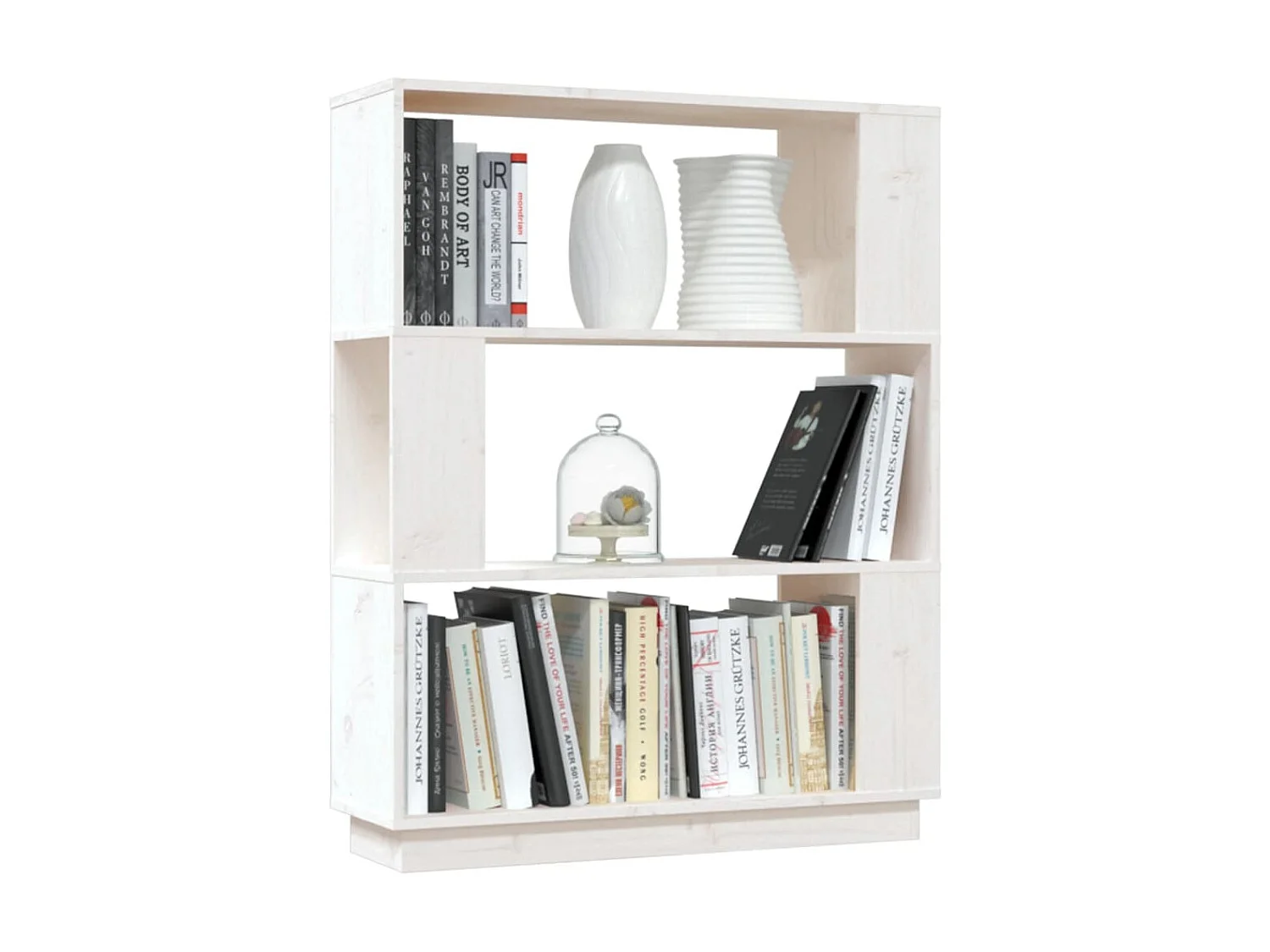 Biblioteca Estantería - divisor de espacios madera pino blanco 80x25x101 cm ES59355