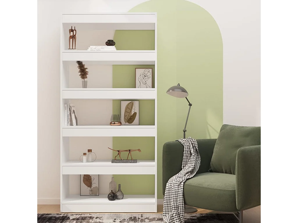 Biblioteca Estantería - divisor madera de ingeniería blanco 80x30x166 cm ES12147