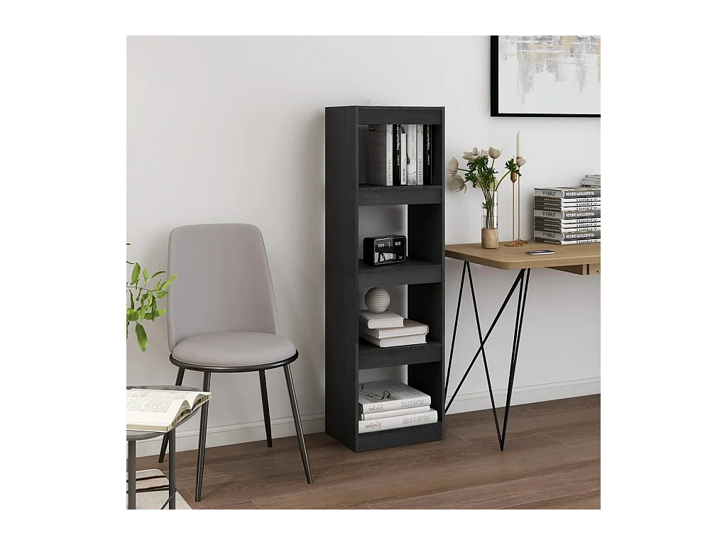 Bibliothèque-Séparateur de pièce Gris 40x30x135,5 cm Pin massif OFR44731 BonneVie Meuble