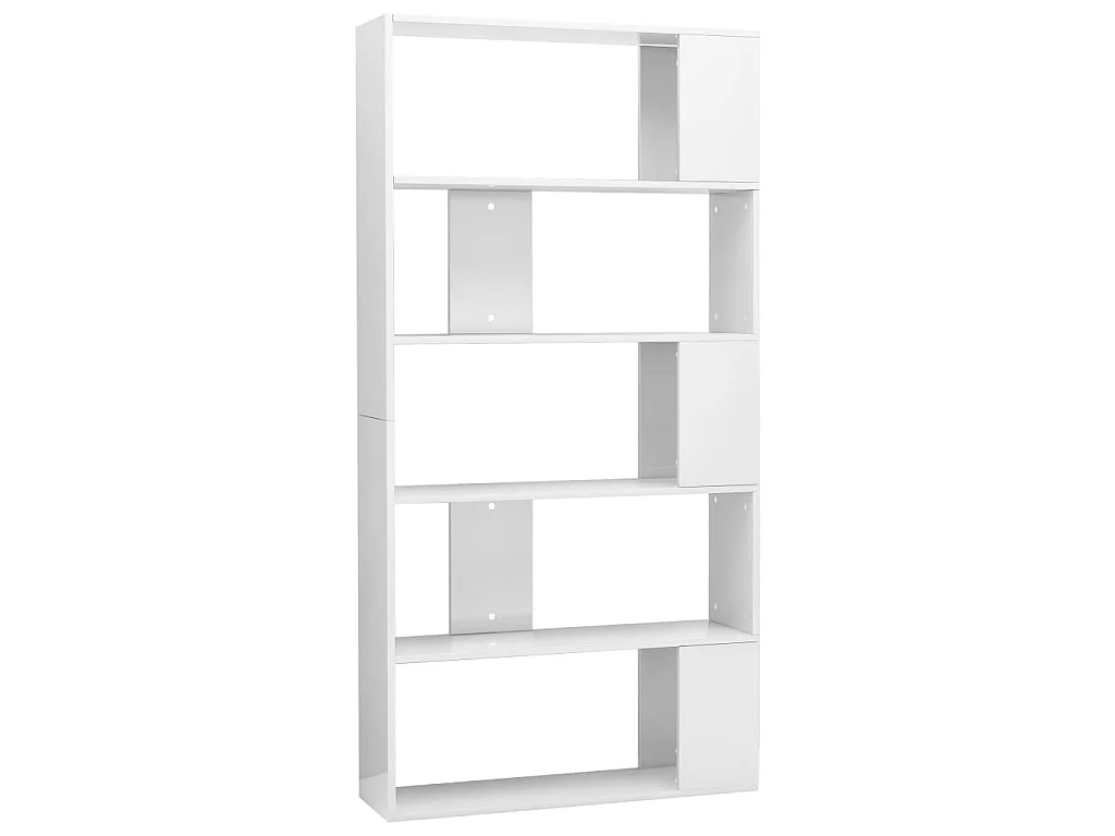 Bibliothèque-Séparateur de pièce Blanc brillant 80x24x159 cm OFR74765 BonneVie Meuble