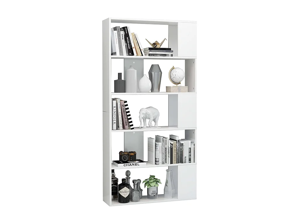 Bücherregal/Bücherschrank,Raumteiler Hochglanz-Weiß 80x24x159 cm -gkd802566