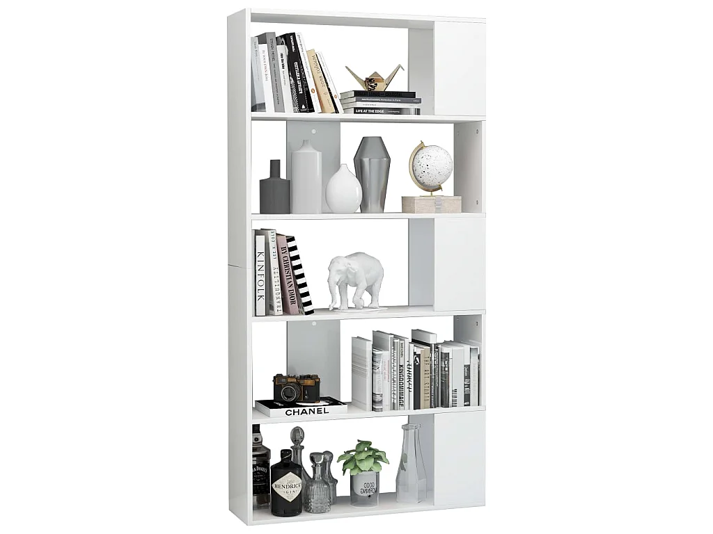 Bücherregal/Bücherschrank,Raumteiler Hochglanz-Weiß 80x24x159 cm -gkd802566