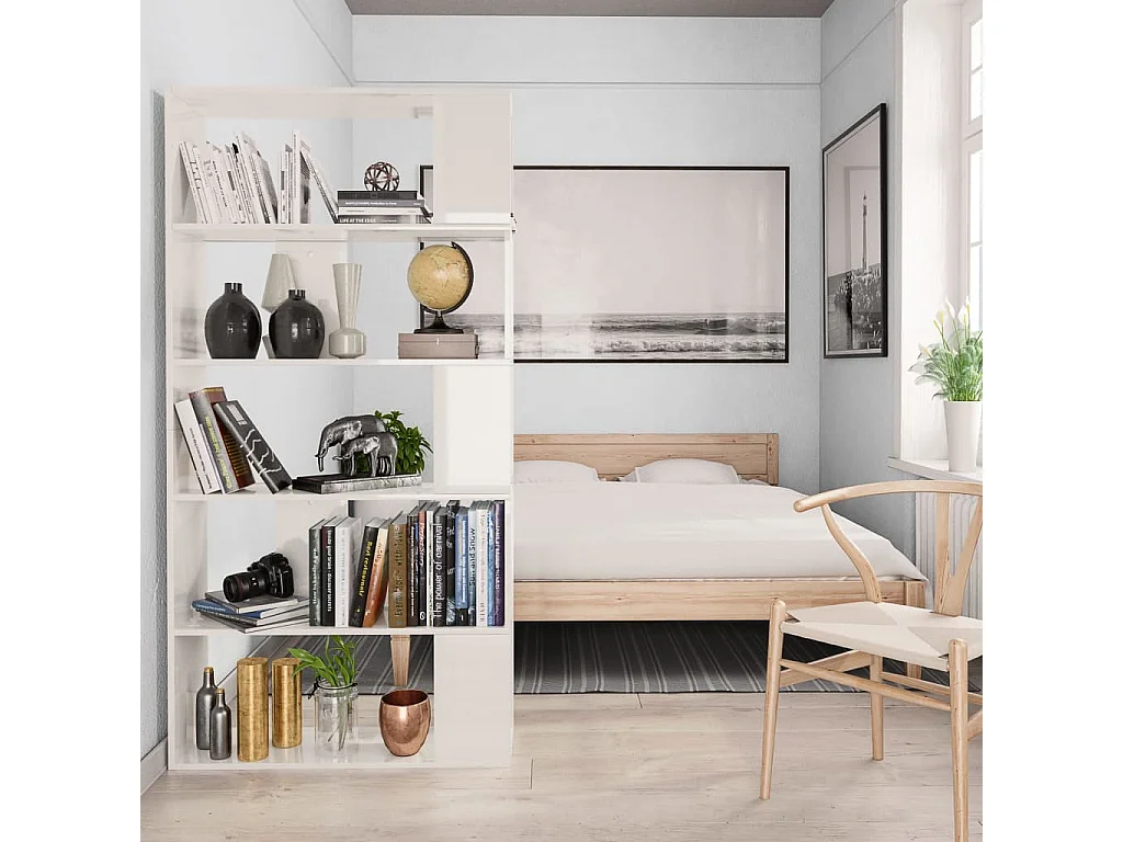 Bücherregal/Bücherschrank,Raumteiler Hochglanz-Weiß 80x24x159 cm -gkd802566