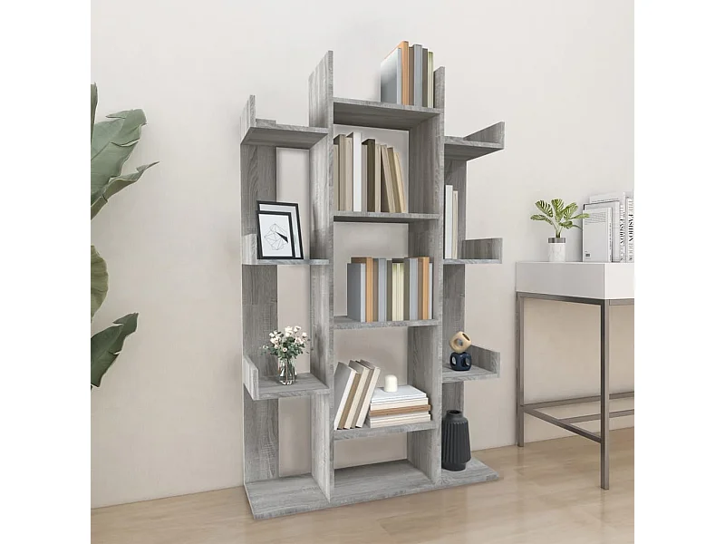 Bibliothèque Sonoma gris 86x25,5x140 cm Bois d'ingénierie OFR93997 BonneVie Meuble