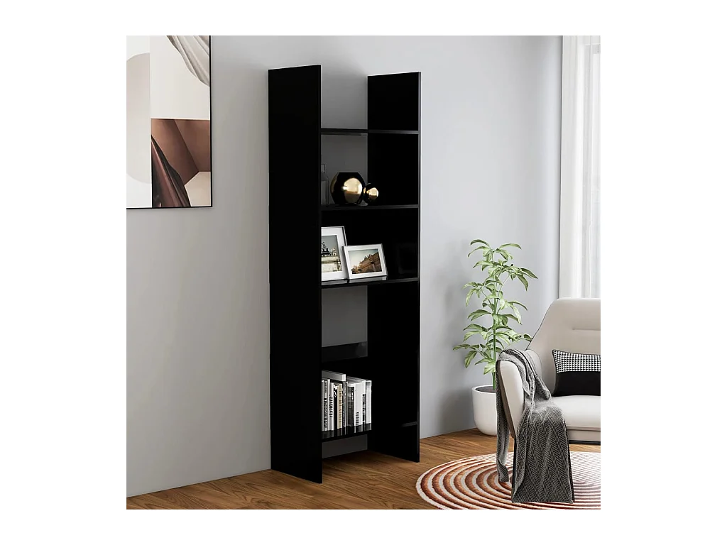 Bibliothèque Noir 60x35x180 cm Aggloméré OFR78123 BonneVie Meuble