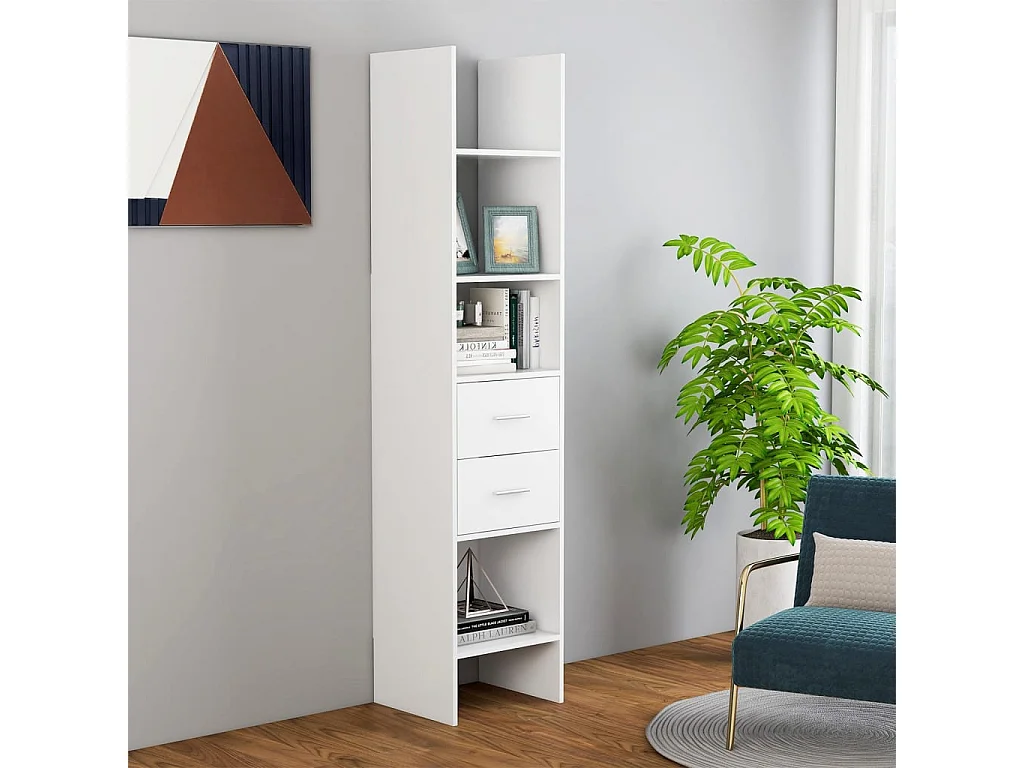 Bibliothèque Blanc 40x35x180 cm Aggloméré OFR68442 BonneVie Meuble