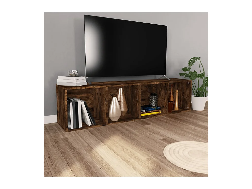 Meuble TV Chêne fumé 36x30x143cm Bois d'ingénierie BE72614