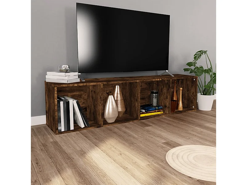 Meuble TV Chêne fumé 36x30x143cm Bois d'ingénierie BE72614