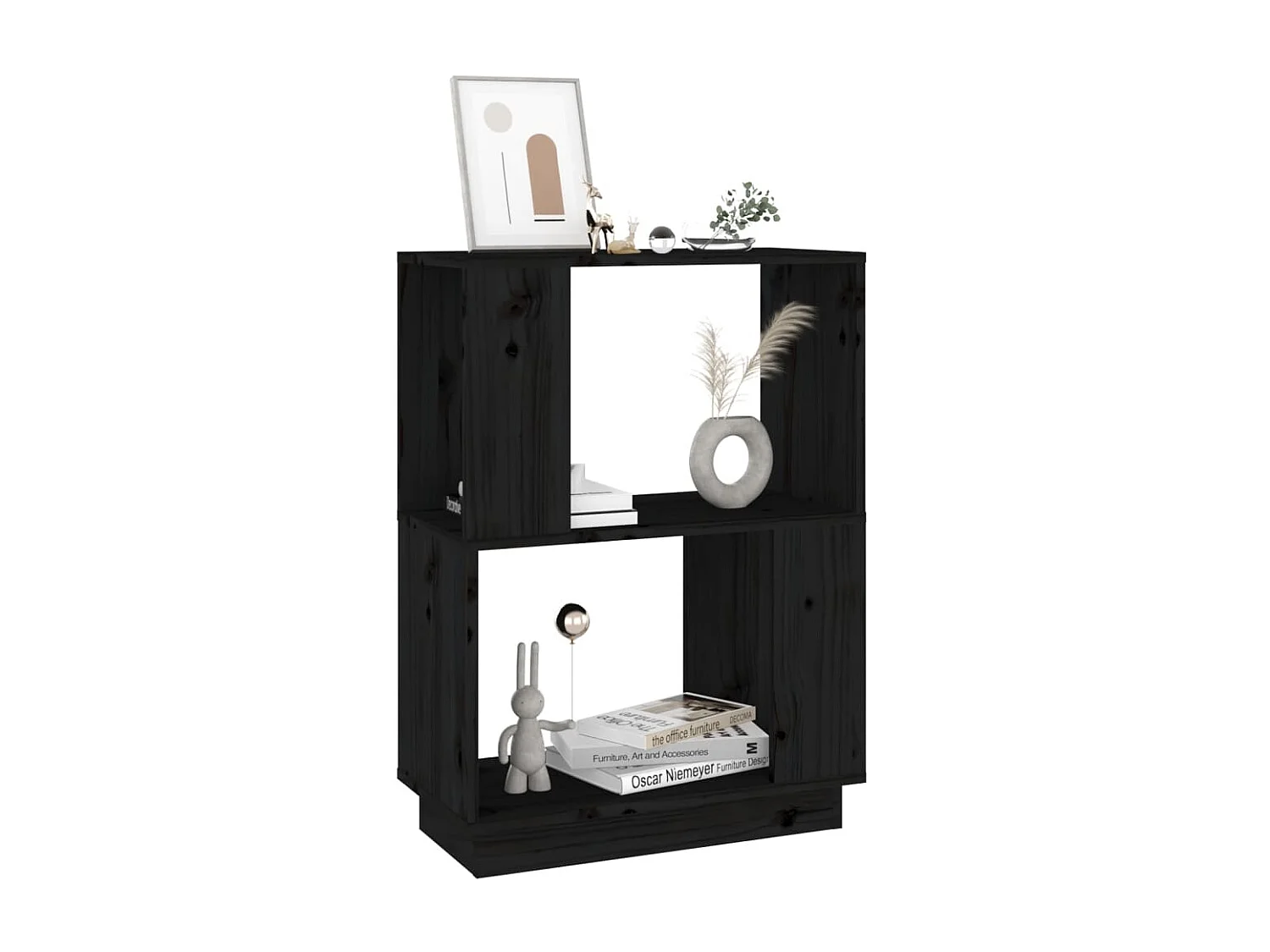 Bibliothèque-Séparateur de pièce Noir 51x25x70 cm Pin solide OFR11983 BonneVie Meuble