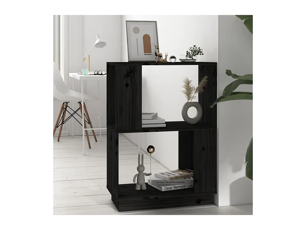 Bibliothèque-Séparateur de pièce Noir 51x25x70 cm Pin solide OFR11983 BonneVie Meuble