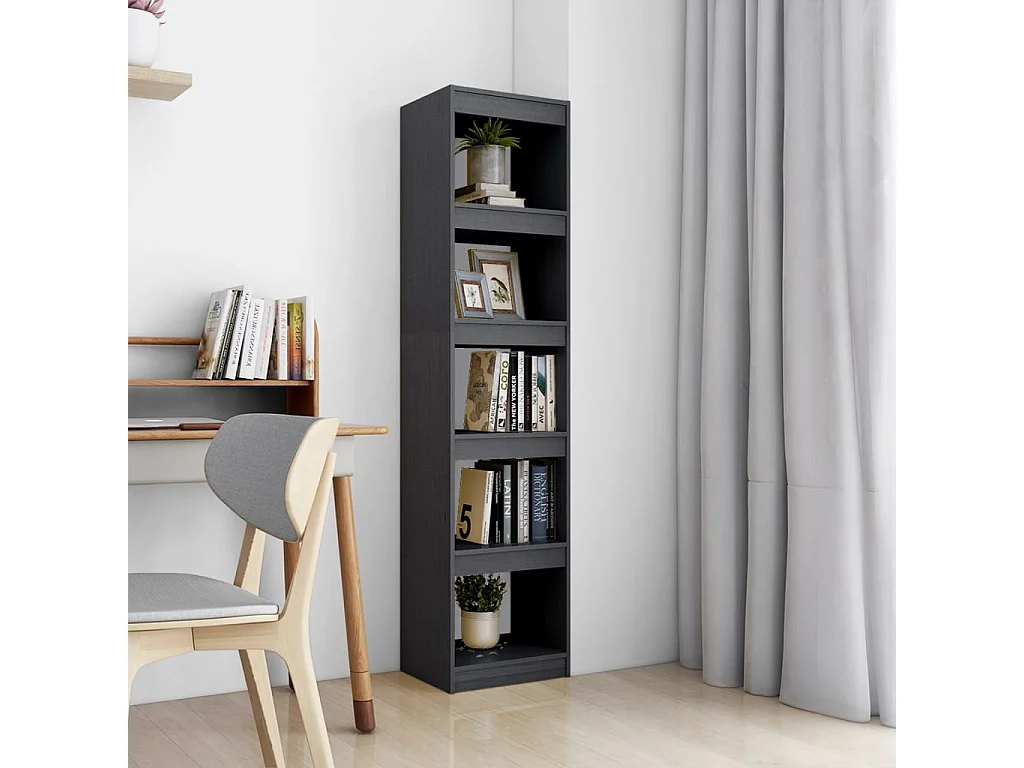 Bücherregal/Bücherschrank,Raumteiler Grau 40x30x167,5 cm Massivholz Kiefer -gkd327807