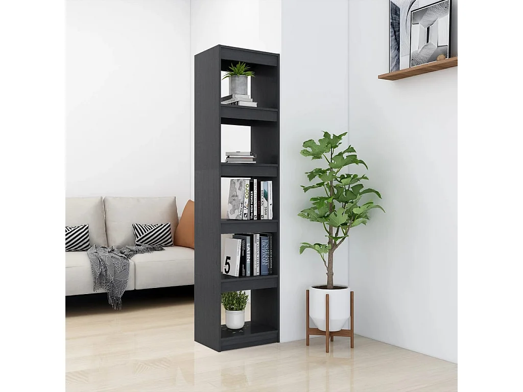 Bücherregal/Bücherschrank,Raumteiler Grau 40x30x167,5 cm Massivholz Kiefer -gkd327807
