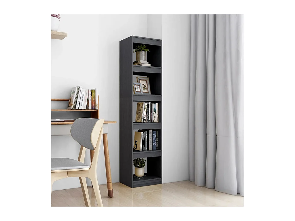 Bibliothèque-Séparateur de pièce Gris 40x30x167,5 cm Pin massif OFR57836 BonneVie Meuble