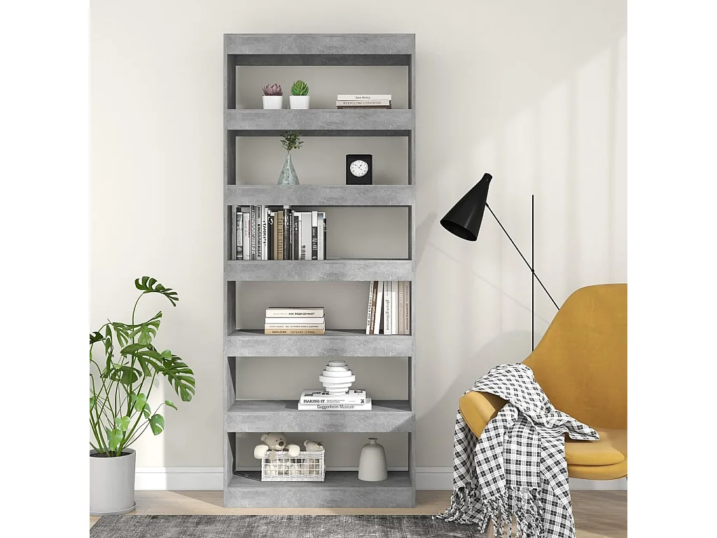 Bücherregal/Bücherschrank,Raumteiler Betongrau 80x30x198 cm Holzwerkstoff -gkd528922