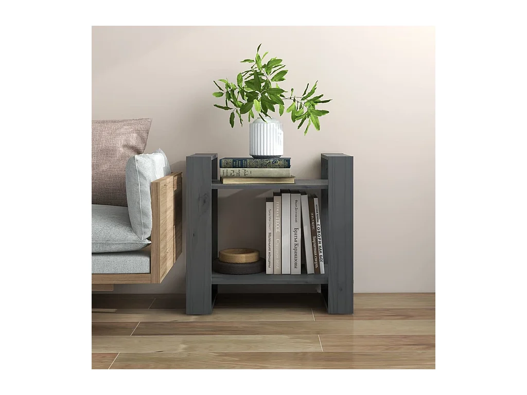 Bibliothèque-Séparateur de pièce Gris 60x35x57 cm Pin solide OFR33489 BonneVie Meuble