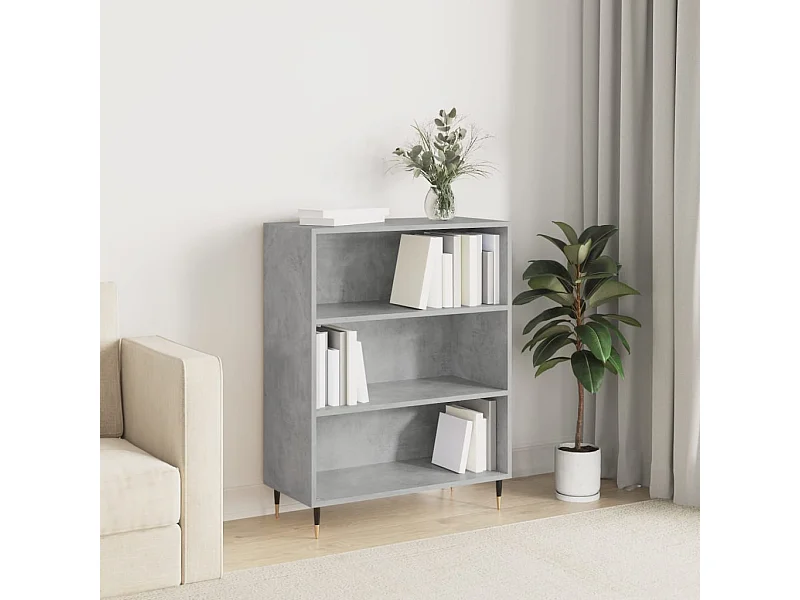 Bibliothèque gris béton 69,5x32,5x90 cm bois d'ingénierie OFR51478 BonneVie Meuble
