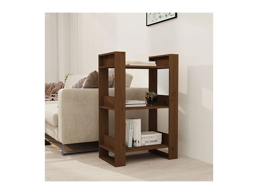 Bibliothèque Marron miel 60x35x91 cm Bois massif OFR86025 BonneVie Meuble