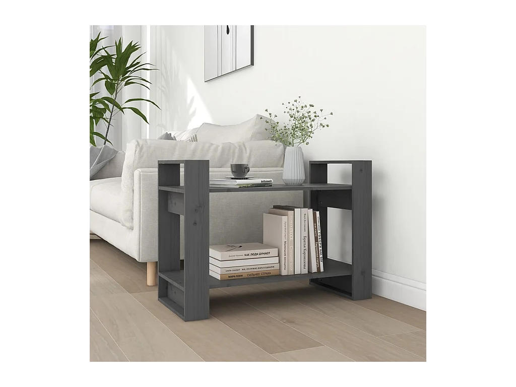 Bibliothèque-Séparateur de pièce Gris 80x35x56,5 cm Pin solide OFR89916 BonneVie Meuble