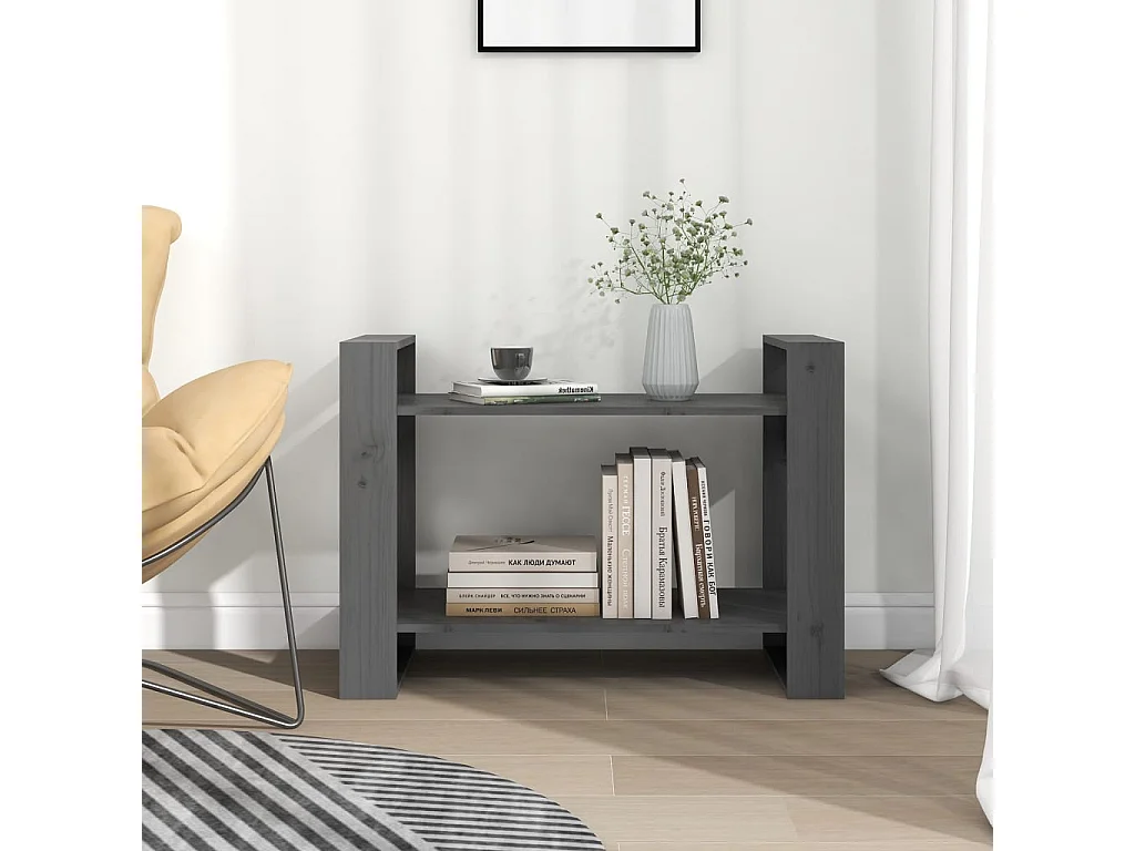 Bibliothèque-Séparateur de pièce Gris 80x35x56,5 cm Pin solide OFR89916 BonneVie Meuble