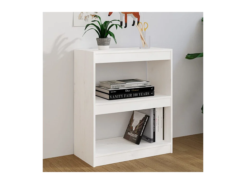 Boekenkast/kamerscherm 60x30x71,5 cm massief grenenhout wit NL732133