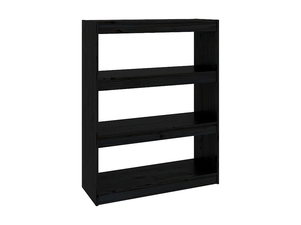 Bücherregal Raumteiler,Bücherschrank Schwarz 80x30x103,5 cm Massivholz Kiefer -gkd890254