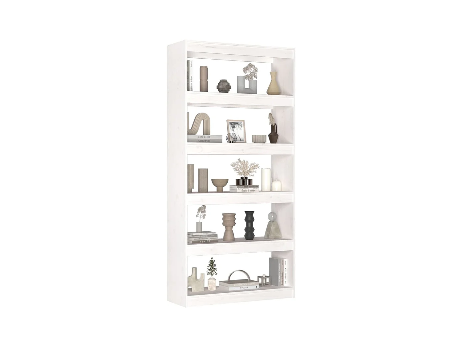 Boekenkast/kamerscherm 80x30x167,4 cm massief grenenhout wit NL995297