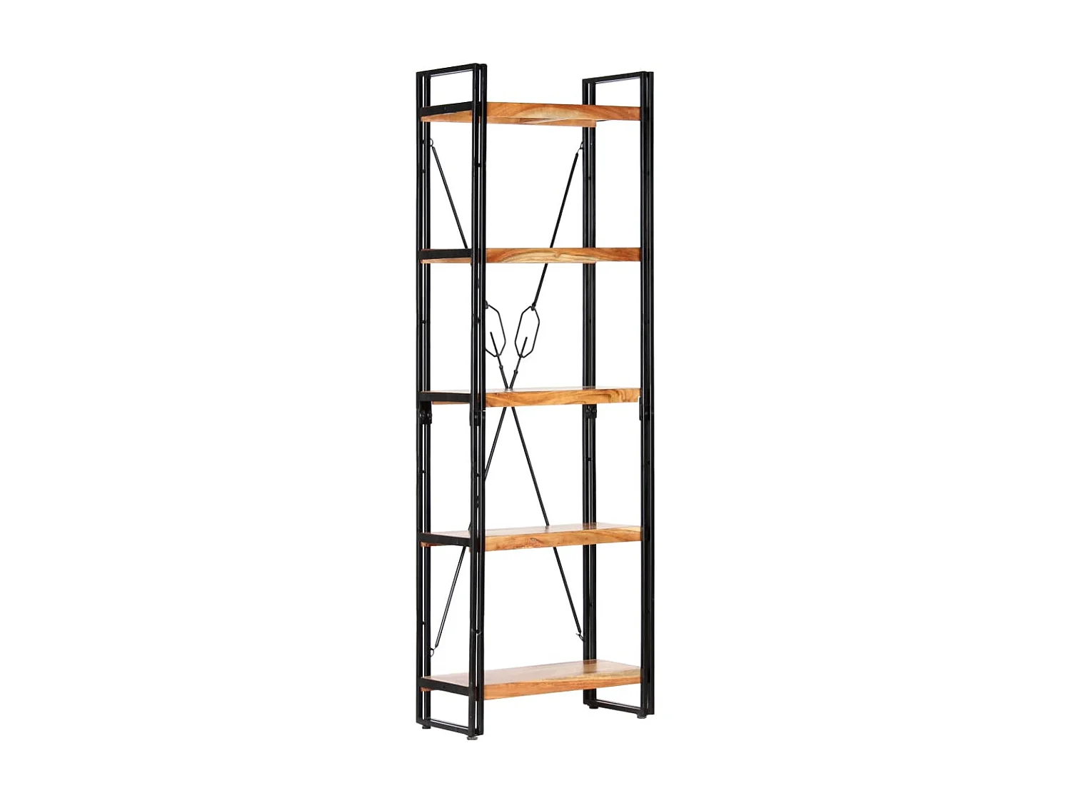 Bibliothèque à 5 niveaux 60x30x180 cm Bois d'acacia solide OFR66134 BonneVie Meuble