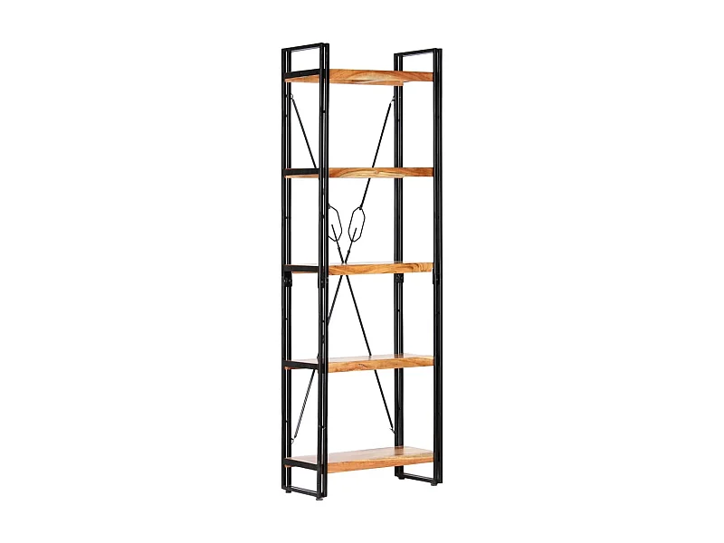 Bibliothèque à 5 niveaux 60x30x180 cm Bois d'acacia solide OFR66134 BonneVie Meuble