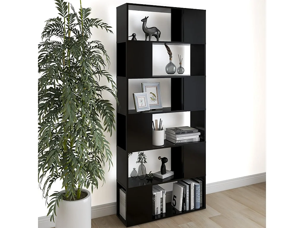 Bibliothèque-Séparateur de pièce Noir 80x24x186 cm Aggloméré OFR14885 BonneVie Meuble