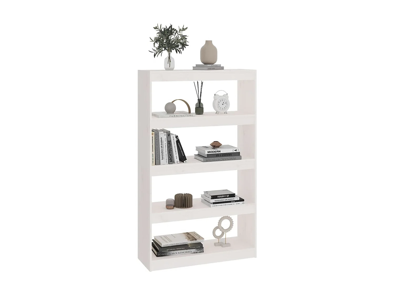 Bücherregal Raumteiler,Bücherschrank Weiß 80x30x135,5 cm Massivholz Kiefer -gkd697198
