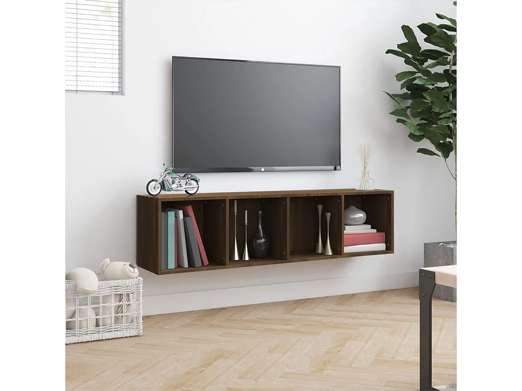 Meuble TV Chêne marron 143x30x36cm Bois ingénierie BE86783