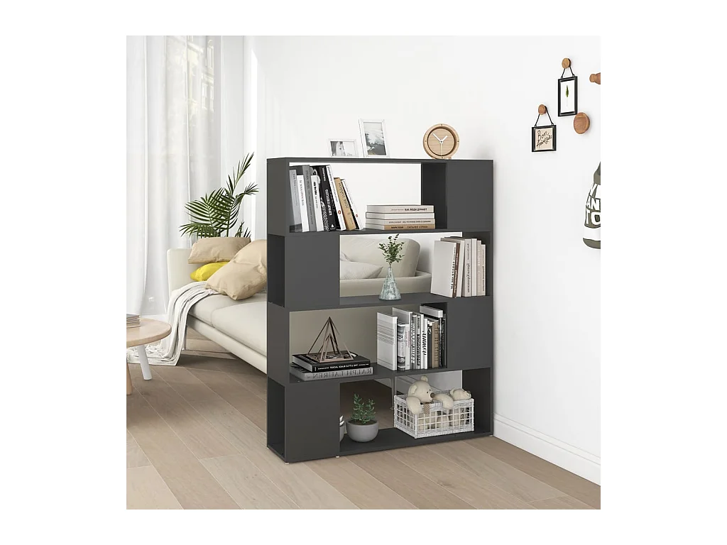 Bibliothèque-Séparateur de pièce Gris 100x24x124 cm OFR12589 BonneVie Meuble