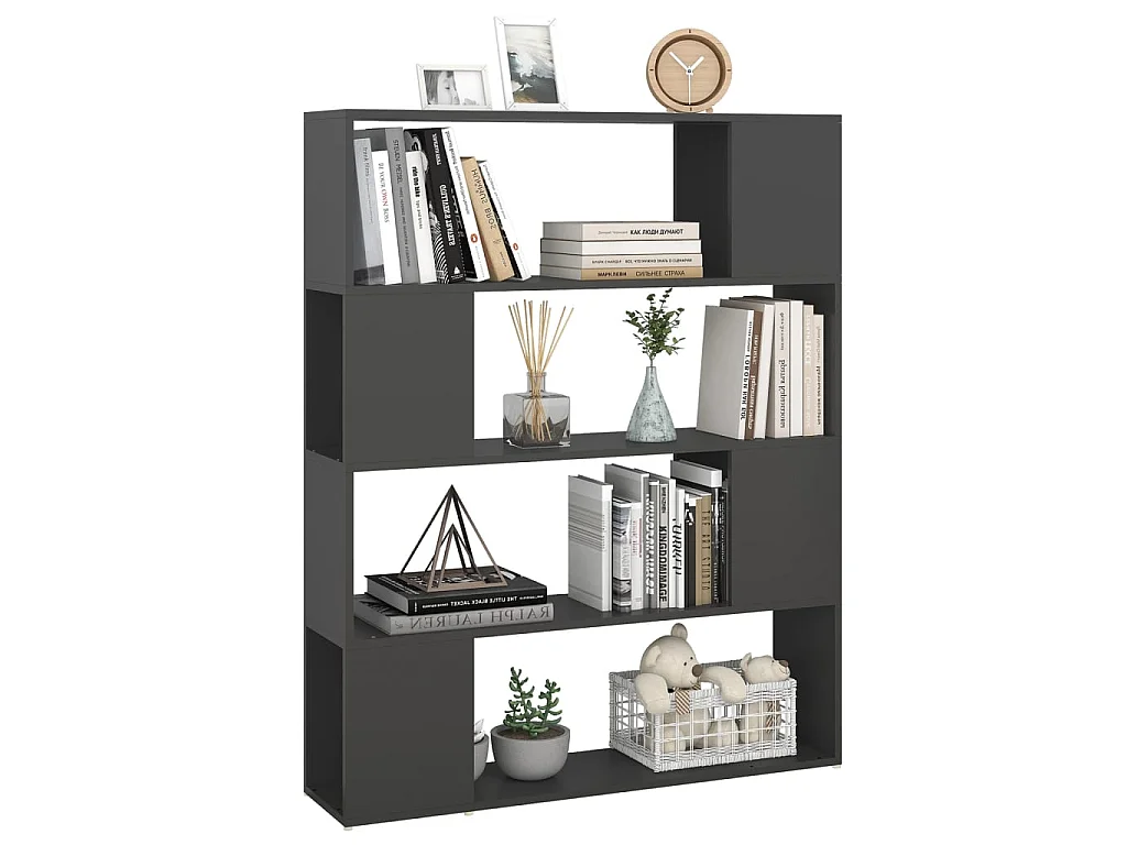 Bibliothèque-Séparateur de pièce Gris 100x24x124 cm OFR12589 BonneVie Meuble