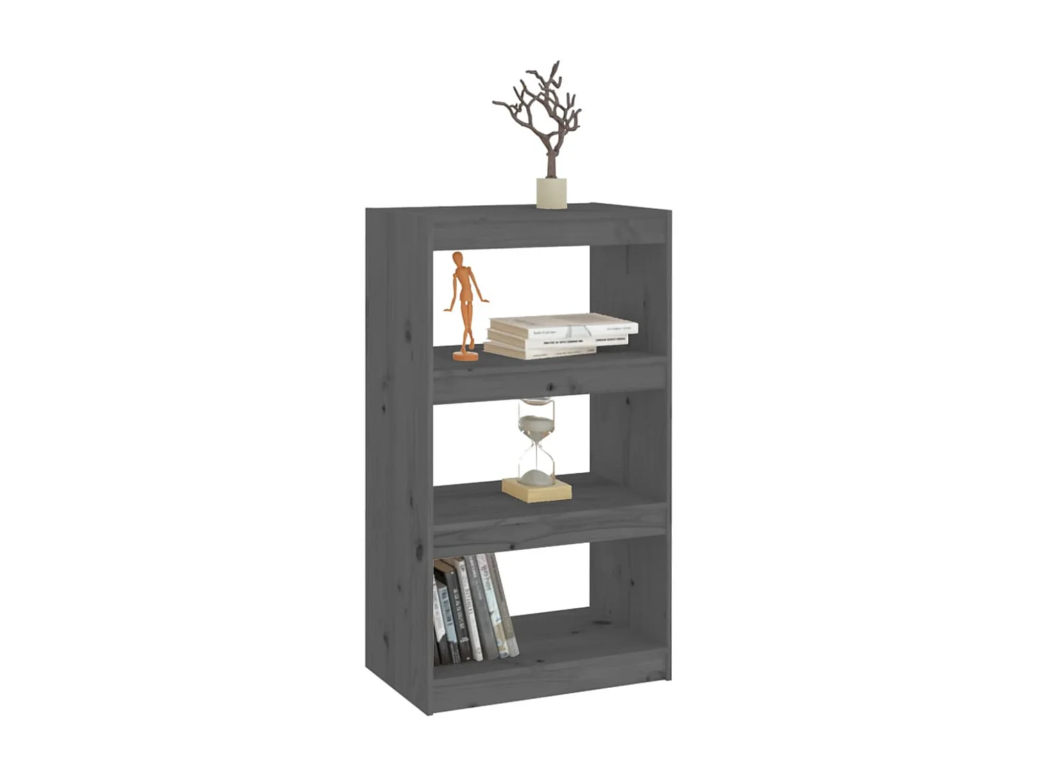 Bibliothèque-Séparateur de pièce Gris 60x30x103,5 cm Pin solide OFR97833 BonneVie Meuble