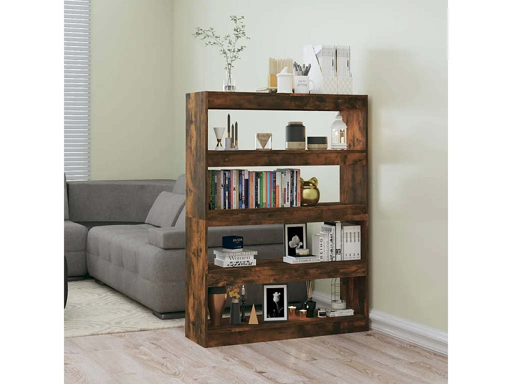 Bibliothèque-Séparateur de pièce Chêne fumé 100x30x135 cm OFR22783 BonneVie Meuble