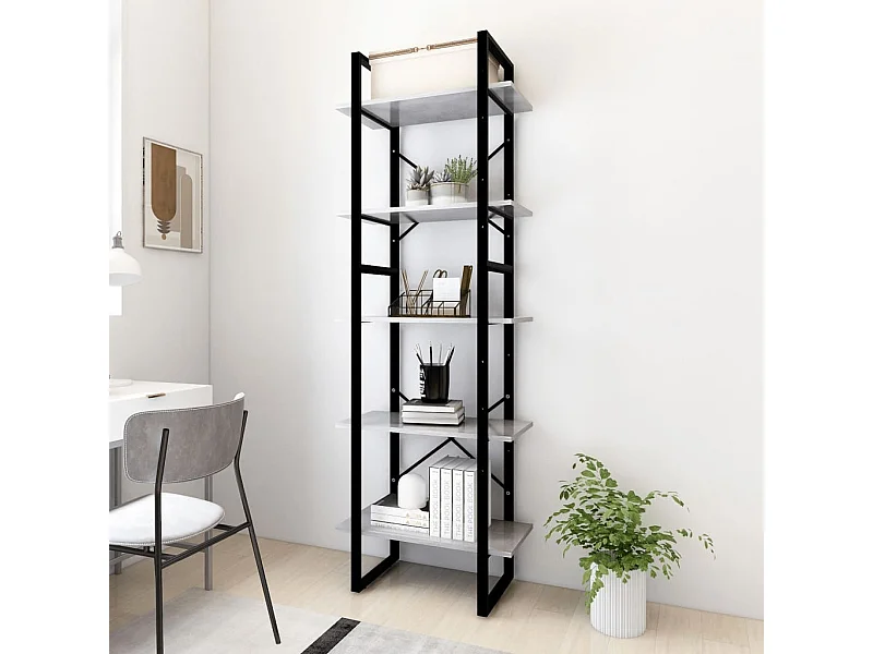 Estante 5 prateleiras derivados madeira cinza cimento PT733664