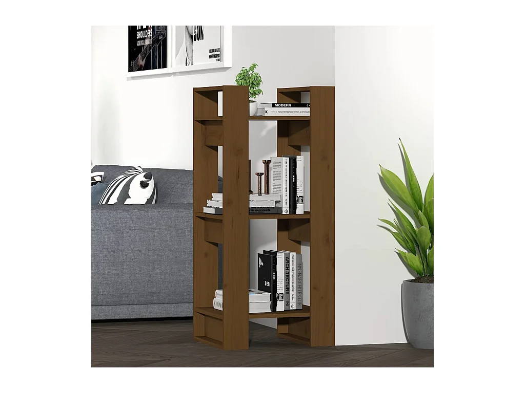 Bibliothèque Marron miel 41x35x91 cm Bois massif OFR20529 BonneVie Meuble