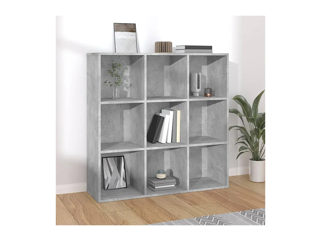 Bibliothèque Gris béton 98x30x98 cm Aggloméré OFR36077 BonneVie Meuble