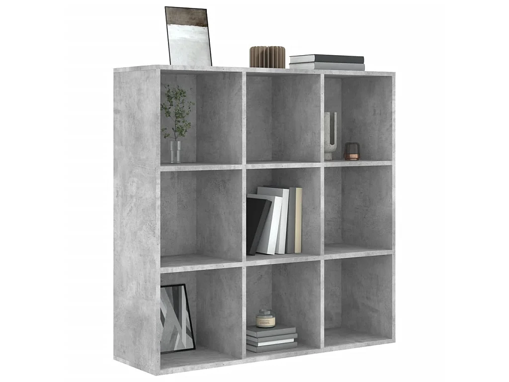 Bibliothèque Gris béton 98x30x98 cm Aggloméré OFR36077 BonneVie Meuble