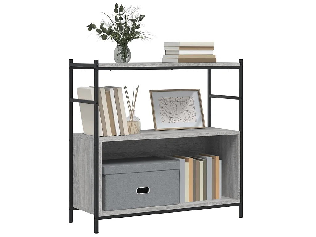 Bibliothèque sonoma gris 80x30x78,5 cm bois d'ingénierie et fer OFR67149 BonneVie Meuble